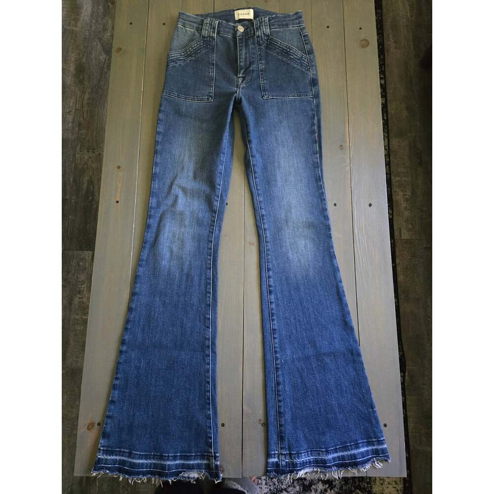 EUC Frame Le High Rise Raw Hem Flare Jeans - 27 waist